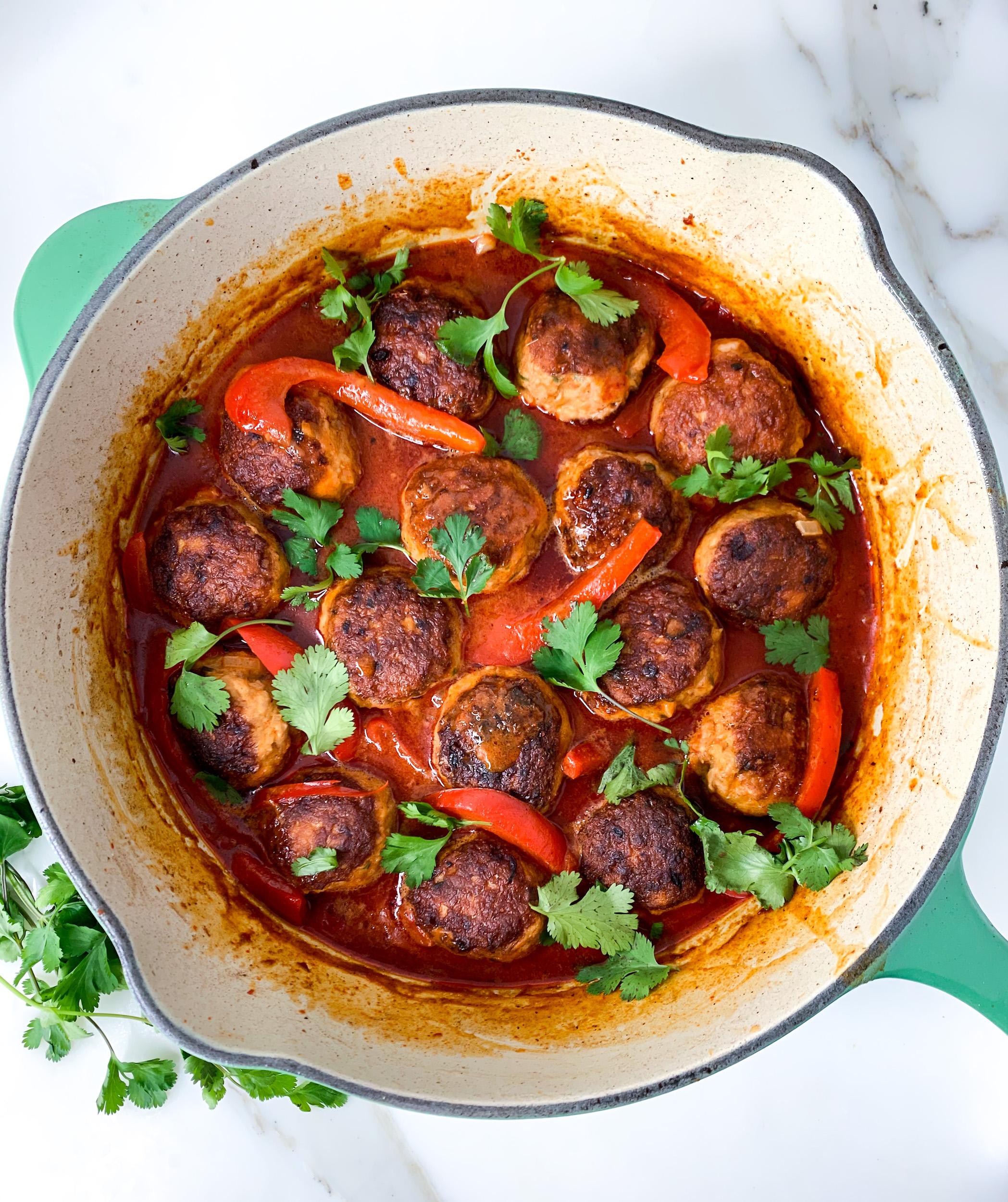 Coconut Red Curry Chicken Meatballs Recipe - The Savvy Spoon