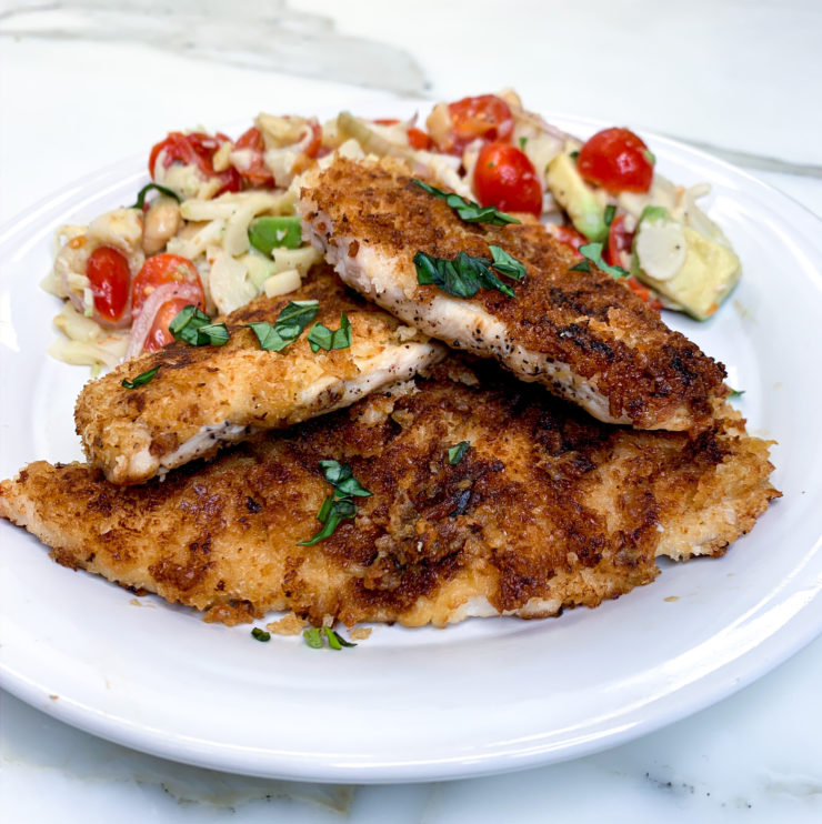 Hummus Crusted Chicken + Couscous Tabbouleh Recipe - The Savvy Spoon