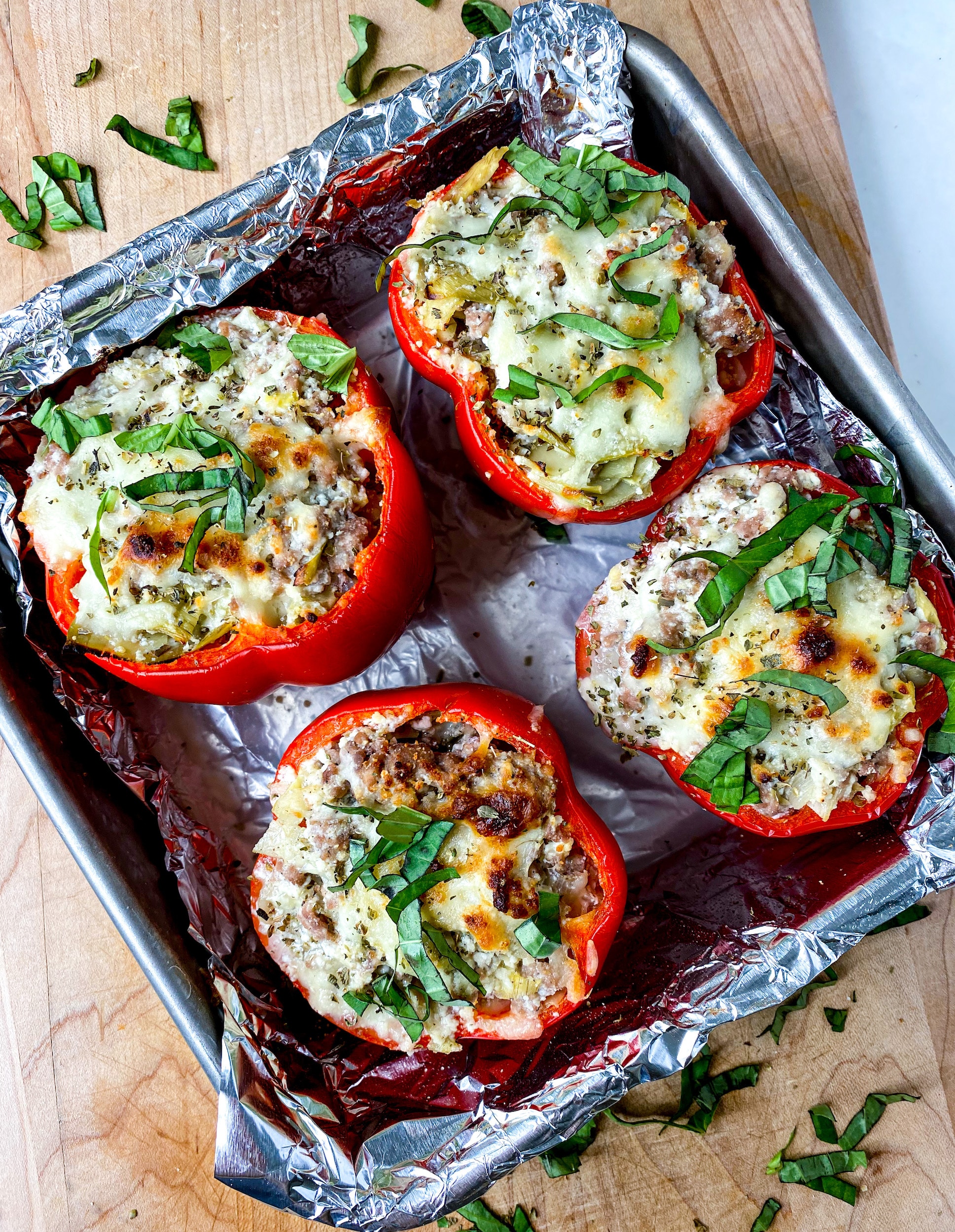 Italian Stuffed Bell Peppers Recipe - The Savvy Spoon