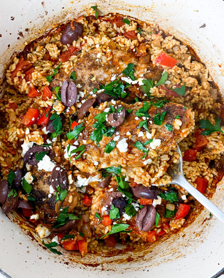 One Pot Mediterranean Chicken + Rice (Grain Free!) Recipe