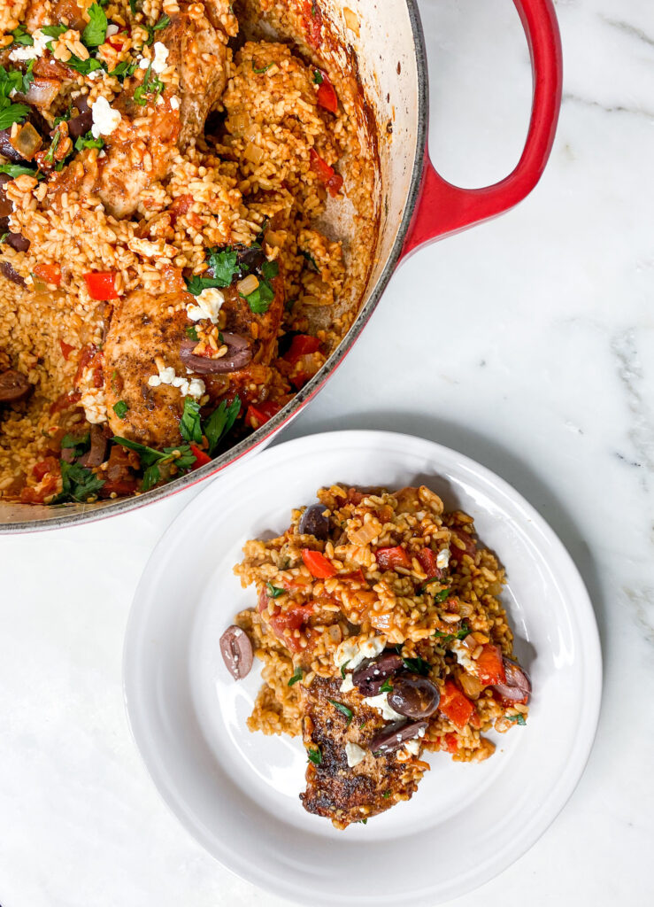 One Pan Mediterranean Chicken and Rice (Quick and Easy) - Olive Tomato