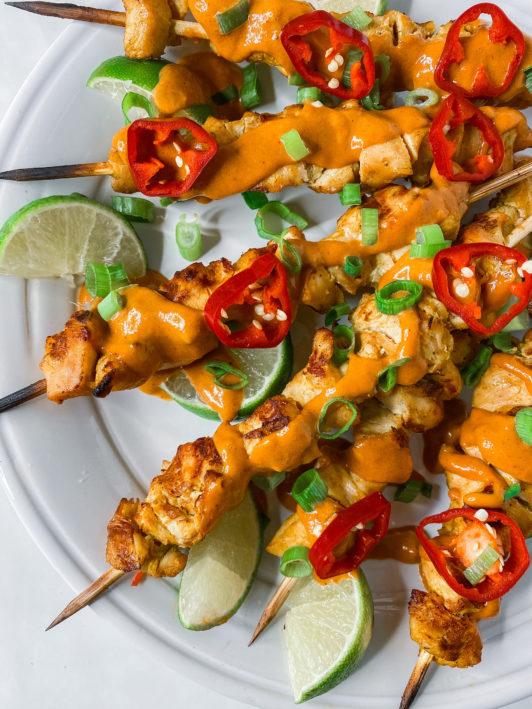 Coconut Chicken Satay With Peanut Sauce Recipe The Savvy Spoon