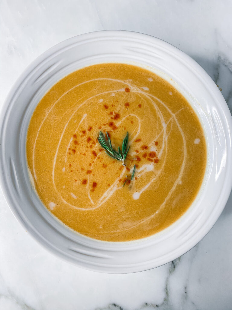 Creamy Butternut Squash, Carrot + Ginger Soup Recipe