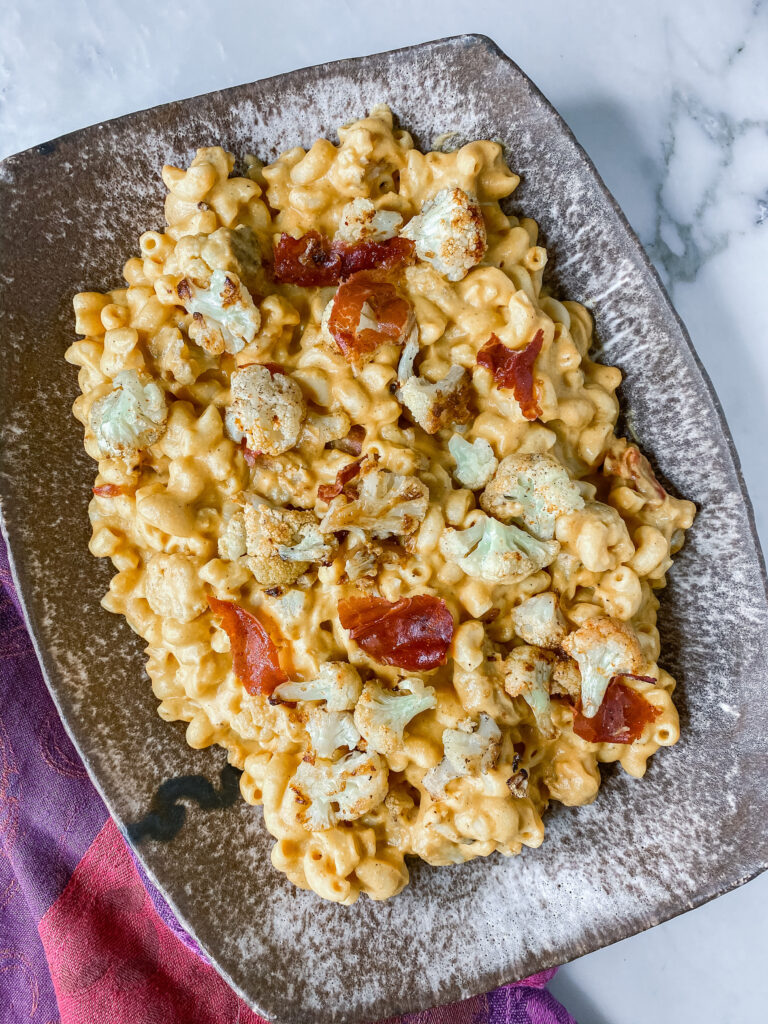 Roasted Cauliflower Vegan Mac + Cheese Recipe