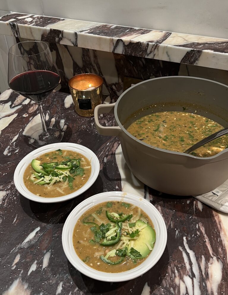Cozy Poblano Chicken Chili by The Savvy Spoon