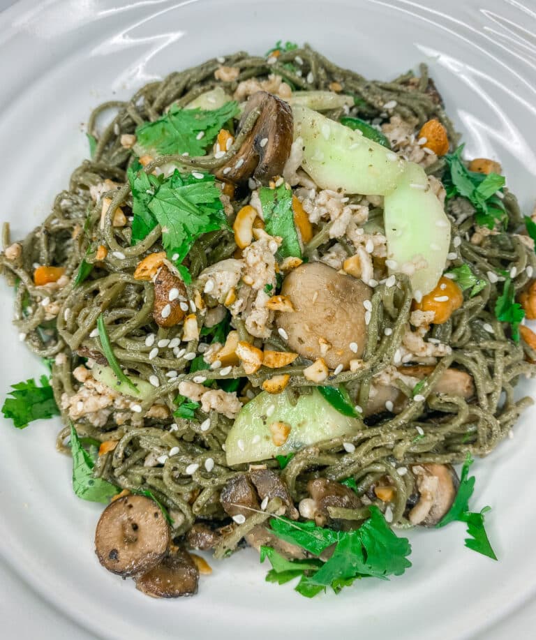 Spicy Peanut Soba Noodles with Ground Chicken Recipe