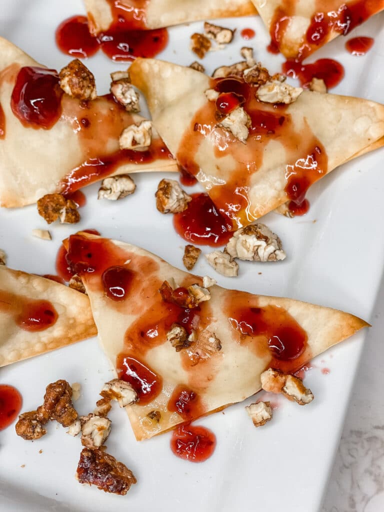 Easy Baked Boursin Wontons with Cranberry Jam + Pecans