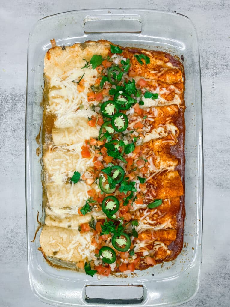 Lazy Girl Red & Green Enchiladas Divorciadas Recipe