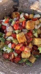 Best Cornbread Panzanella Salad Recipe with Peaches