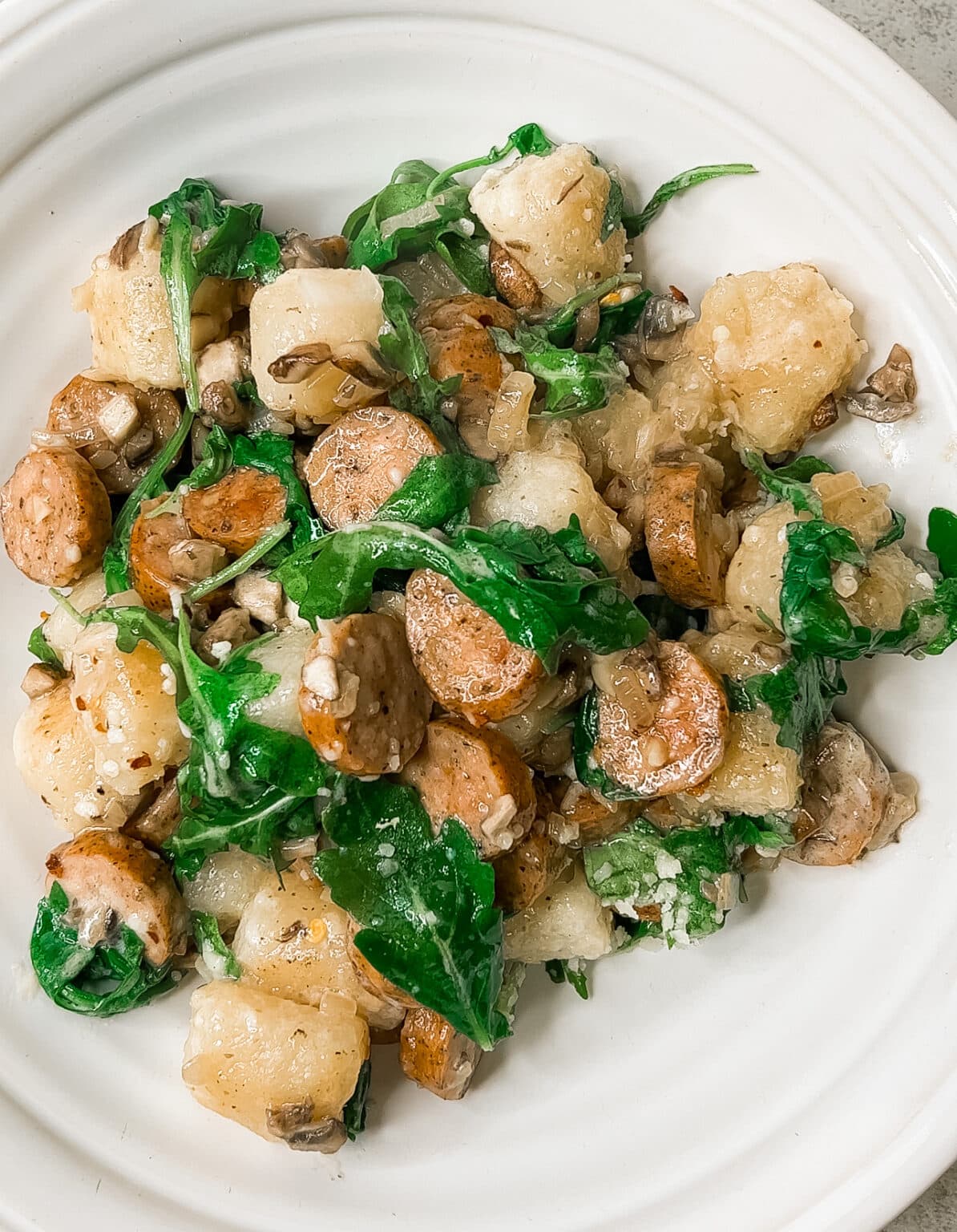 Creamy Cauliflower Gnocchi with Sausage and Mushrooms Recipe The