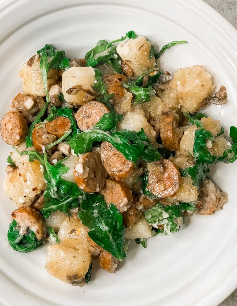 Creamy Cauliflower Gnocchi with Sausage and Mushrooms Recipe