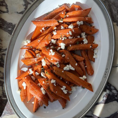 Honey Balsamic Roasted Carrots With Feta