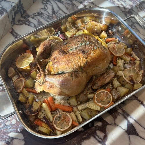 Lemon And Garlic Oven Roasted Chicken